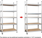 Amazon Basics 5-Tier Medium Duty Garage Shelving Unit, Sturdy Adjustable Storage Shelves, Easy to Assemble, 48" x 18" x 72", Aluminum