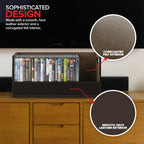 Stock Your Home DVD Storage Box, Movie Shelf Organizer for Blu-Ray, Video Game Cases, CDs, VHS Tape Display Stand, Disc Holder Can Store Up to 28 DVDs, Faux Leather (Espresso)