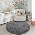 Grey Round Rugs 4Ft for Living Room Bedroom, Fluffy Fuzzy Shag Shaggy Circle - Image 7