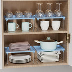 STARLATTA 2 Pcs Blue Countertop Cabinet Organizer Shelf