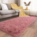 Soft Runner Rugs for Bedroom Hallways, 2x6 Blush Pink Fluffy Shag Throw Area - Image 4