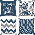 Hexagram Geometric Blue Pillow Covers 20x20 Set of 4, Decorative Outdoor Boho by Hexagram