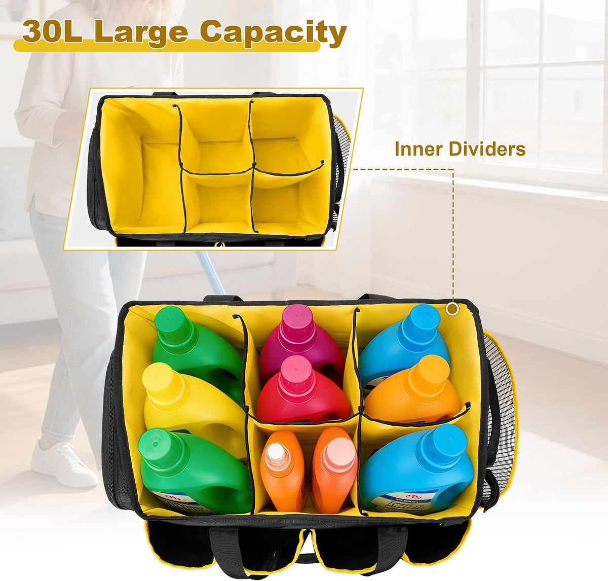 PGmoon Extra-Large Cleaning Caddy Organizer Bag with Handle