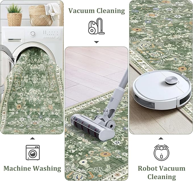 Yamaziot Washable Runner Rug 3x8 – Large Floral Non Slip Boho Hallway Runner Rug - Image 3