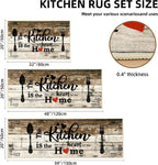 Non Slip Kitchen Mats for Floor Washable Kitchen Rugs 3 Piece,Coffe Wooden