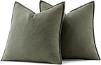 MIULEE Decorative Linen Pillow Covers 20x20 Inch Olive Green ​Boho Farmhouse - Image 7