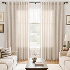 Beige Large Window Curtains Light Filtering Semi Sheer Privacy Linen Textured - Image 7