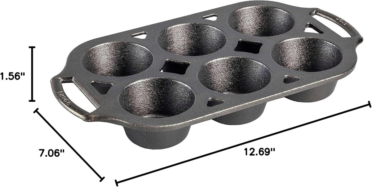 Lodge Pre-Seasoned Cast Iron 6 Wells Muffin Baking Pan, PFAS-Free