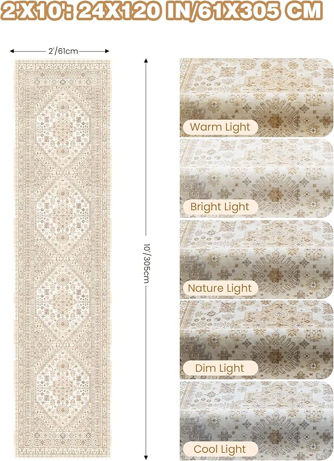 Runner Rug 2x10, Ultra-Thin Kitchen Rugs Non Slip Washable Rugs - Image 2