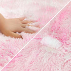 Tie-Dye Pink Rug for Living Room 5x8ft Fluffy Modern Shag Area Rug Mat Bedside - Image 6