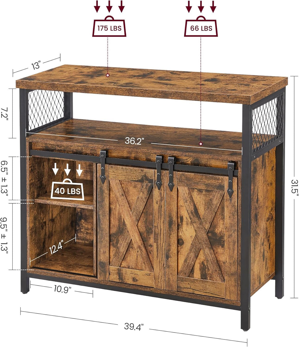 VASAGLE Buffet Cabinet, Coffee Bar with 2 Sliding Barn Doors