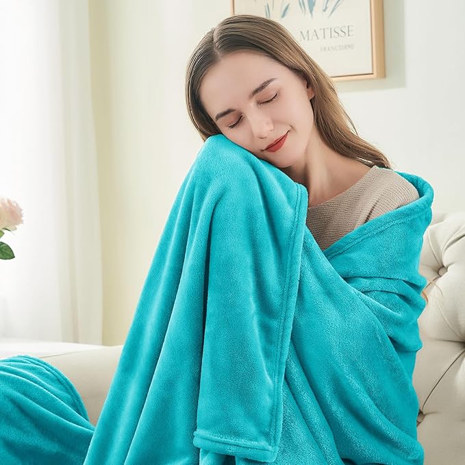 BEDELITE Fleece Blankets Queen Size Teal Throw Blankets - Image 3