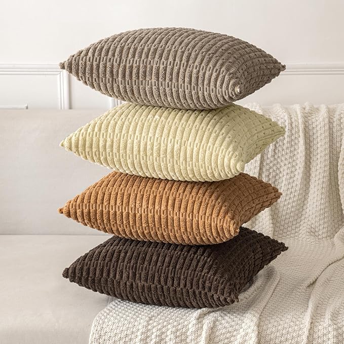 MIULEE Pack of 2 Corduroy Decorative Throw Pillow Covers 16x16 Inch Soft Boho - Image 4