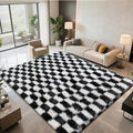 Checkered Area Rugs for Bedroom Living Room, 4x6 Black and White Fluffy Soft by Boshengya