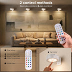 4-Pack Picture Lights for Wall, Rechargeable Wireless Poster Lights, White