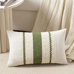 Fancy Homi Set of 1 Boho Moss Green Lumbar Decorative Throw Pillow Cover 12x20 by Fancy+Homi