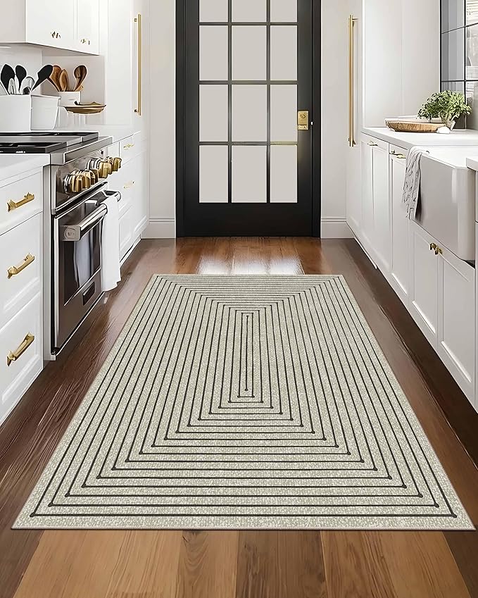 Latte&Fog 3x5 Entryway Rug Indoor, Boho Non Slip Low Pile Throw Carpet - Image 3