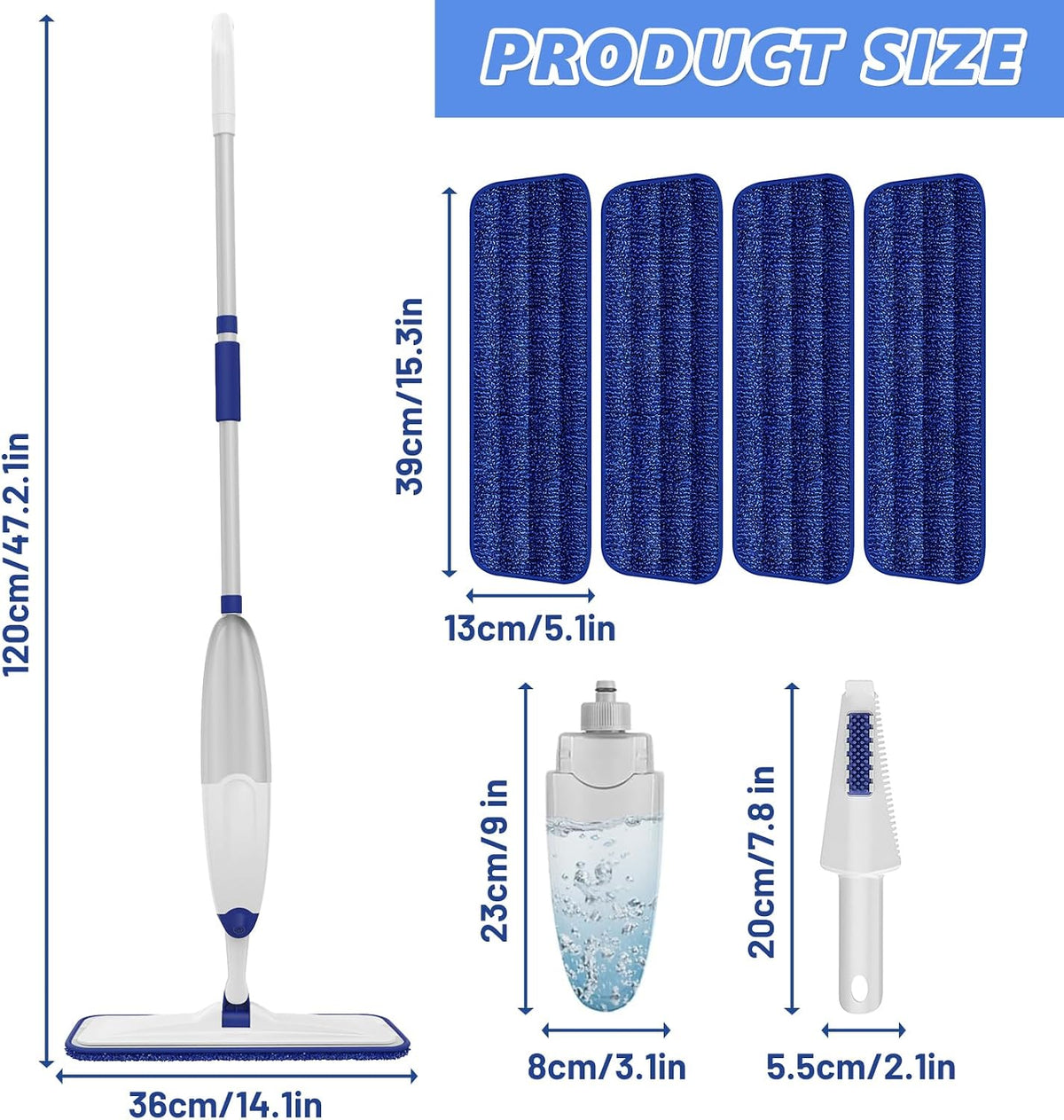 Microfiber Flat Mop with Sprayer for Floor Cleaning: Spray Wet Mop Compact