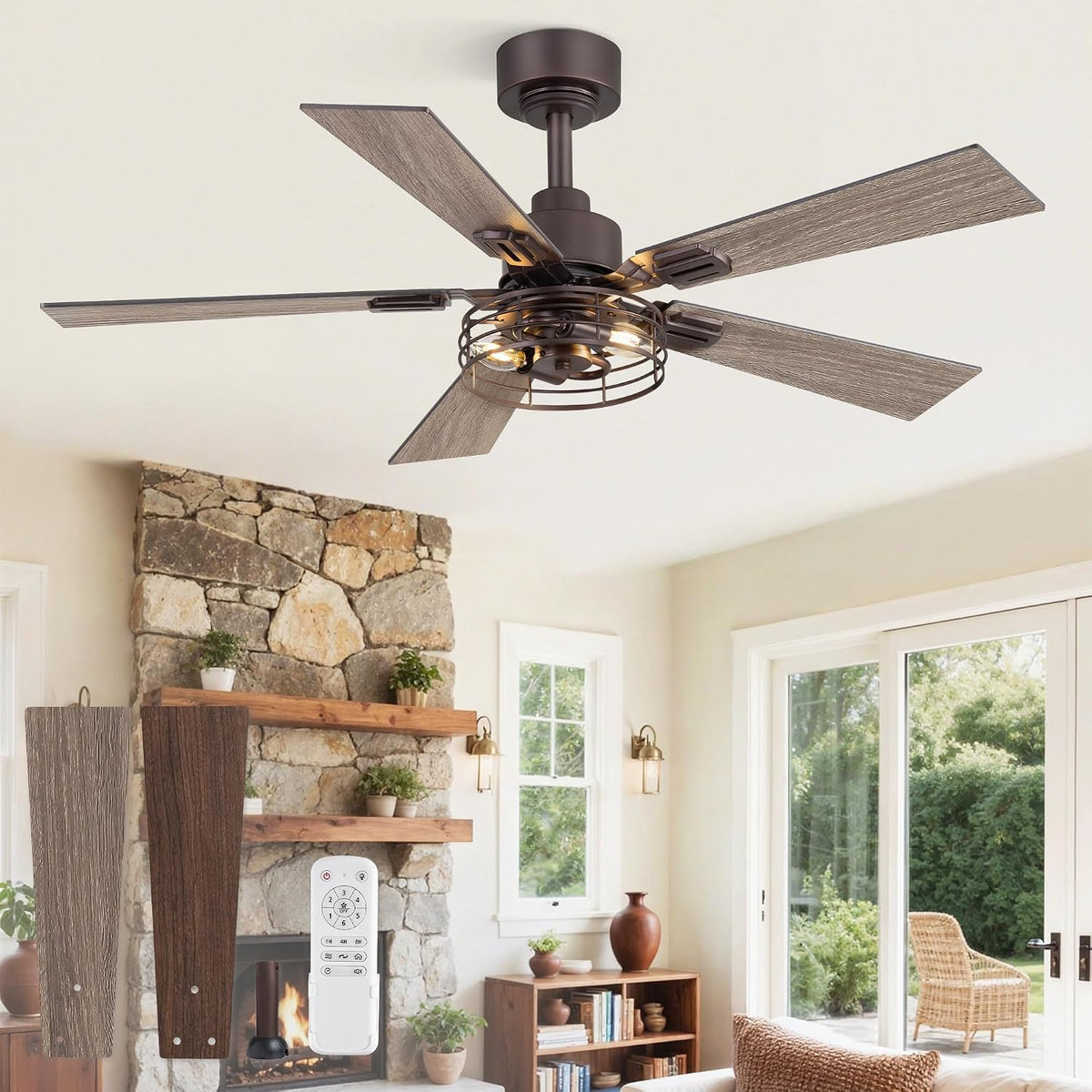 Fanbulous 42 Inch Farmhouse Rustic Ceiling Fan with Light & Remote