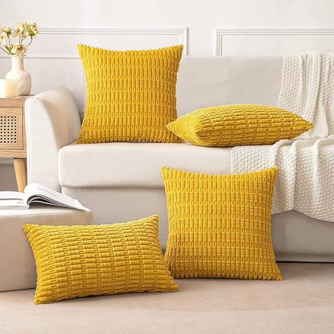 MIULEE Pack of 2 Corduroy Decorative Euro Sham Throw Pillow Covers 26x26 Inch - Image 5