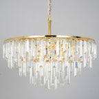 Gold Modern Round Top K9 Crystal Chandelier Lighting Fixture, 8 Lights Round K9 Crystal Adjustable Hanging Lamp for Dining Room Bedroom Living Room,Hallway,Bar,Kitchen W24''