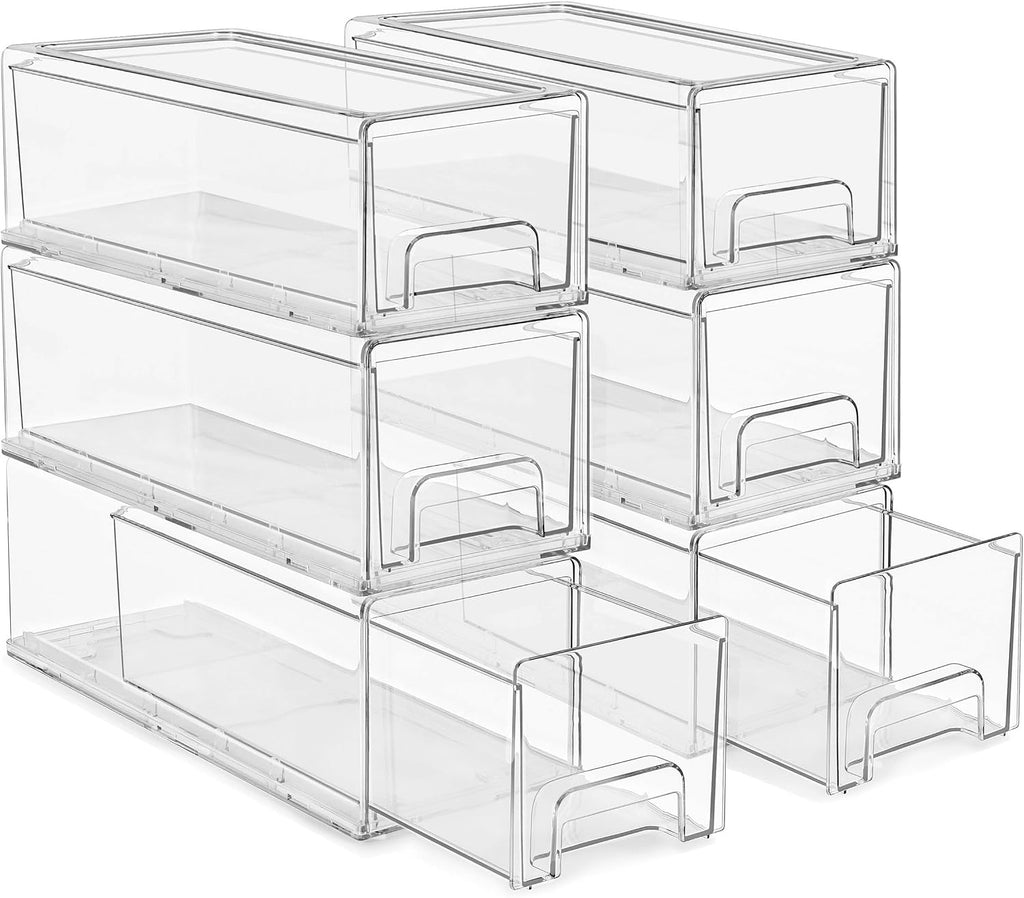 Sorbus Clear Stackable Storage Drawers with Handles (1 Medium + 2 Small)