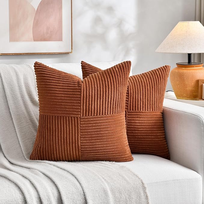 Fancy Homi 2 Packs Rust Decorative Throw Pillow Covers 16x16 Inch - Image 8
