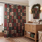 MelonBoat Rustic Printed Christmas Shower Curtain