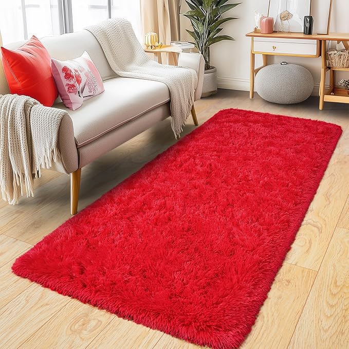 Pionblank Fluffy Runner Rugs for Bedroom 2x6, Modern Shaggy Area Rug for by PIONBLANK