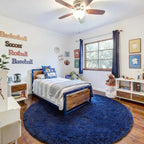 Navy Blue Round Rug 7Ft for Living Room Bedroom, Large Fluffy Fuzzy Circle Area - Image 7