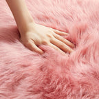 AMTOVO Faux Fur Rug, Blush Pink Area Rug, Fluffy Sheepskin Rug, Fuzzy Ultra - Image 6