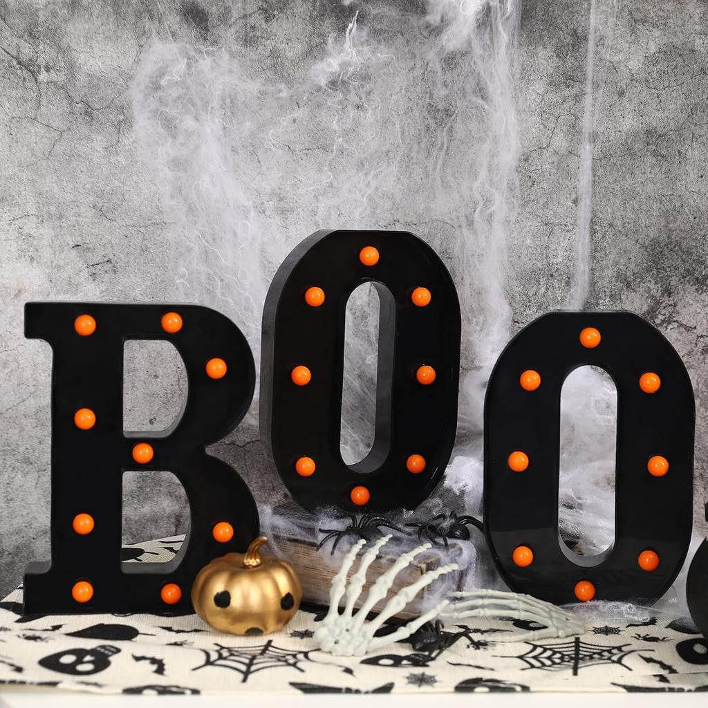 Halloween Decorations-3 Marquee Light up Letters "BOO" Decorative Sign