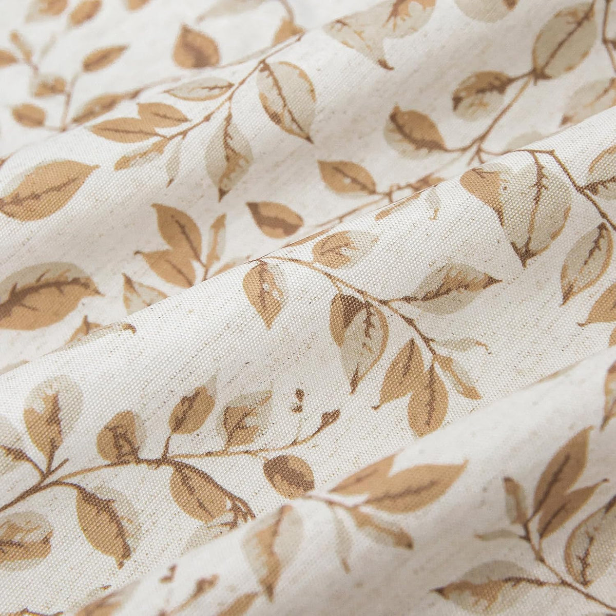 GLORY SEASON Rustic Tablecloth Plant Leaf Printed with Ruffle Flounces Trim Linen Blended Rectangle/Oblong Table Cloth for Kitchen Dining Parties Farmhouse Decor Cocoa Brown,60x84 Inch