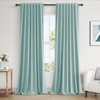 Guken 100% Blackout Linen Curtains 120 Inch Length 2 Panels Set by Guken