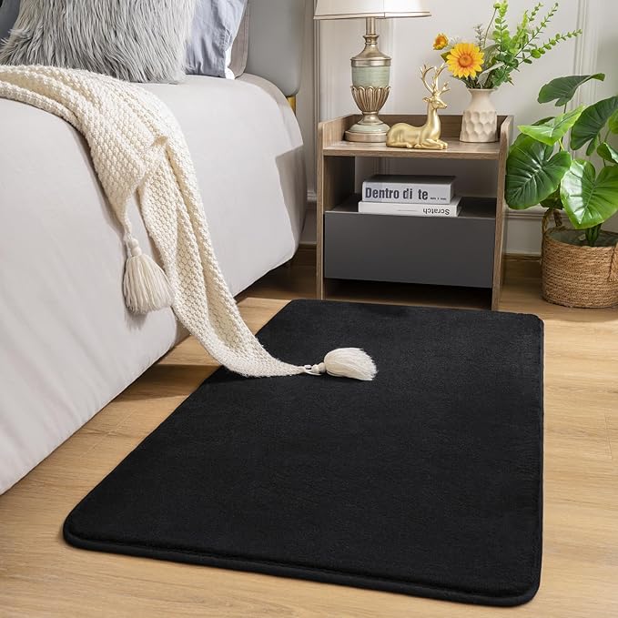 Amearea Modern Washable Runner Rugs, 2x4 Feet Black Bedroom Runner Rug - Image 2