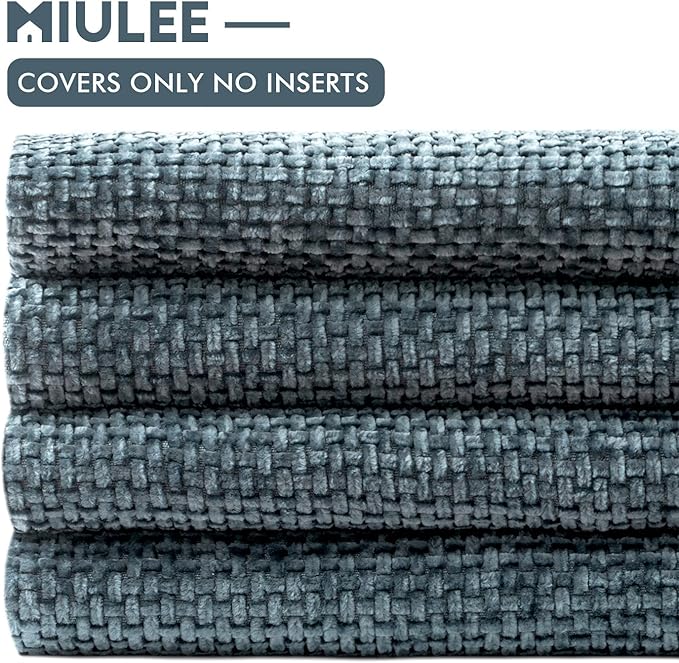 MIULEE Pack of 4 Couch Throw Pillow Covers 18x18 Inch Navy Blue Soft Decorative - Image 6