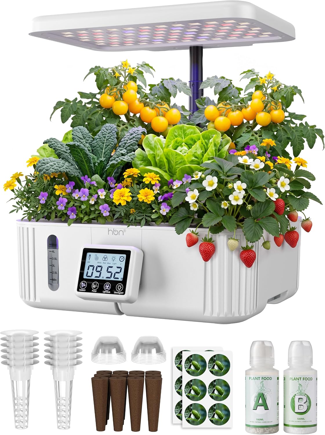 HBN hydroponics Growing System Kit 12 Pods Indoor Garden with Grow Light