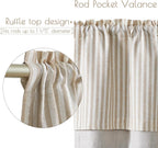 jinchan Stripe Linen Kitchen Valance Curtain, 50x16, 1 Panel, Taupe