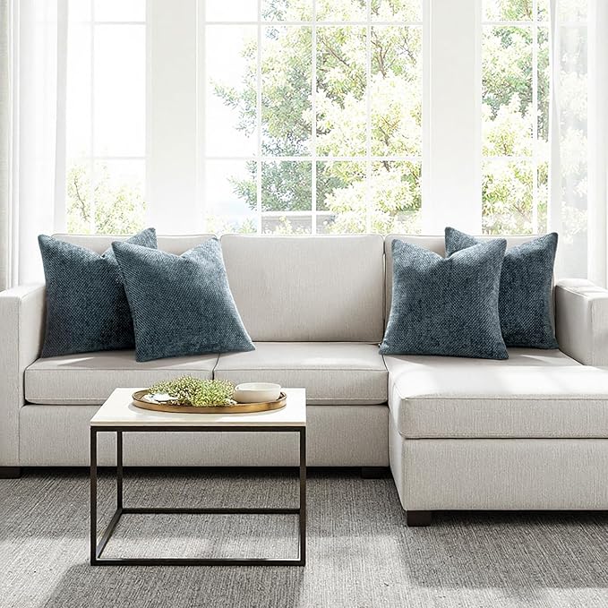 MIULEE Pack of 4 Couch Throw Pillow Covers 20x20 Inch Navy Blue Soft Decorative - Image 4