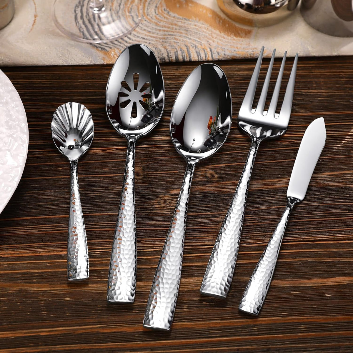 Premium Louis Hammered Utensil Set (Hostess Serving Utensil Set)