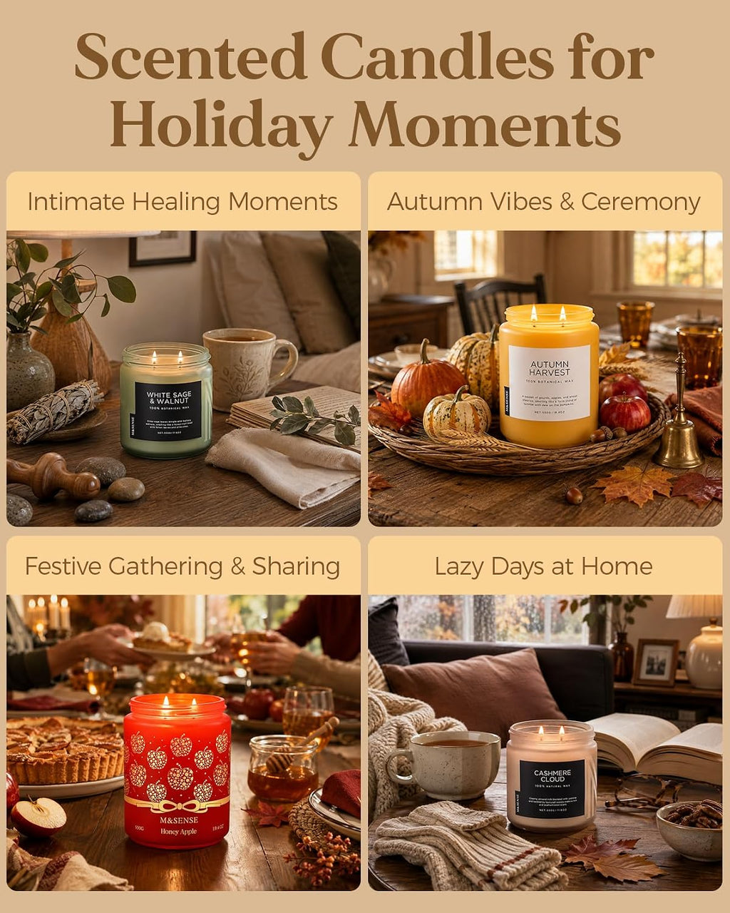 M&SENSE Cranberry Orange Spice Scented Candle for Fall Holiday Home Decor