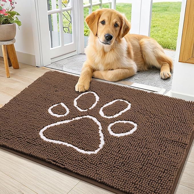 Smiry Dog Door Mat for Muddy Paws, Absorbent Dirt Trapper Non Slip Quick Dry by Smiry