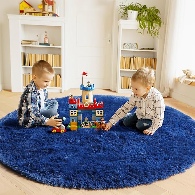ONASAR Navy Blue Round Rugs 6ft - Image 3