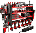 Cordless Power Tool Organizer Wall Mount, 6 Drill Holders, Red