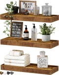 QEEIG Floating Shelves for Wall Small Shelf (Brown, Set of 3, 15.7" x 6.7")