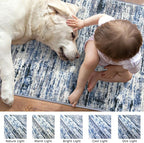 Lansny Modern Abstract 5x7 Machine Washable Area Rug Non-Slip Soft Bedroom - Image 3