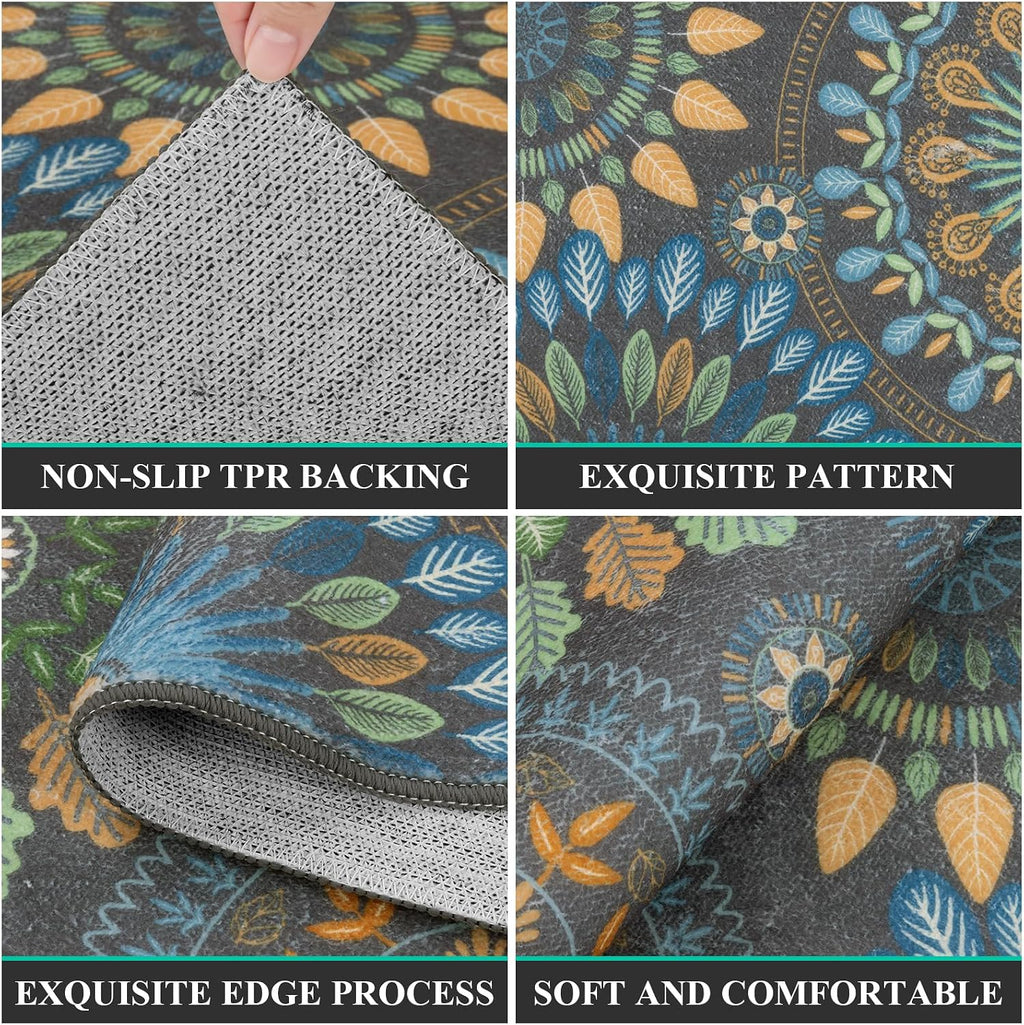 Bsmathom Boho Kitchen Rug Sets 3 Piece with Runner, Farmhouse Kitchen Rugs Non Slip Washable, Kitchen Mats for Floor Set of 3 for Kitchen Entryway Hallway Laundry Room