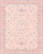 Washable Pink and Blue 9x12 Oushak Rugs - Image 9