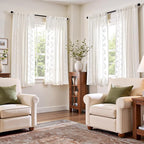 jinchan Belrose Linen Curtains for Bedroom Floral Curtains 63 Inch Length Linen - Image 3