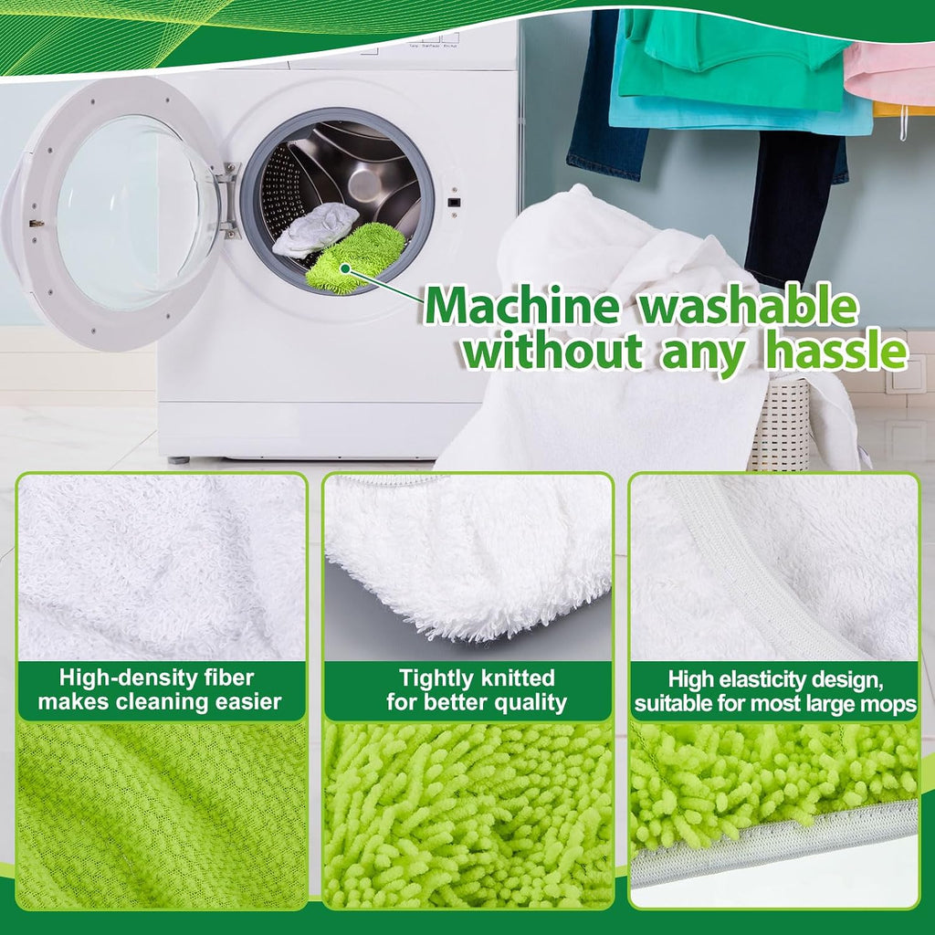 Toulite 6 Pcs Reusable Microfiber Mop Pads Compatible with XL, Green, White